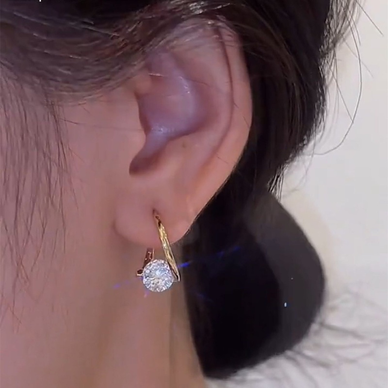 Anting Liontin Kristal Cubic Zirconia Gaya Korea Untuk Wanita