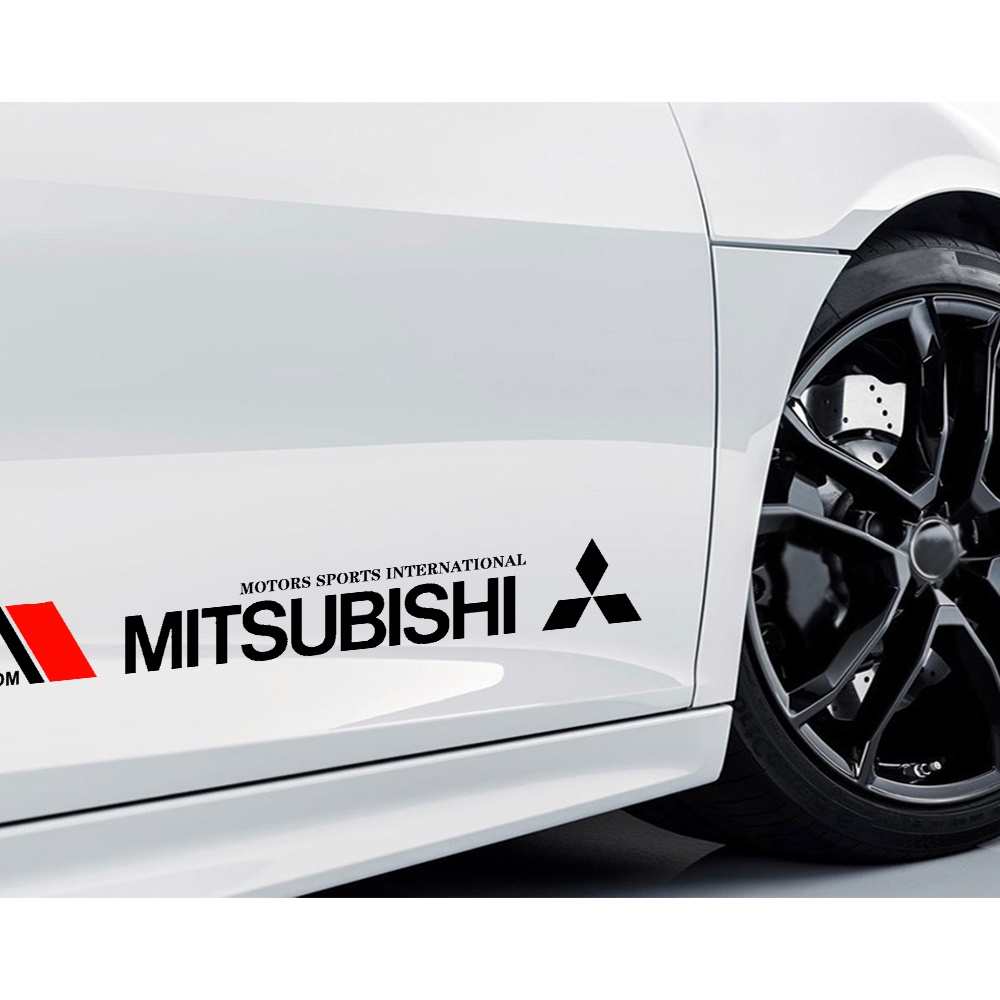2pcs Stiker Vinyl Motif Mitsubishi Untuk Dekorasi Pintu Samping Mobil