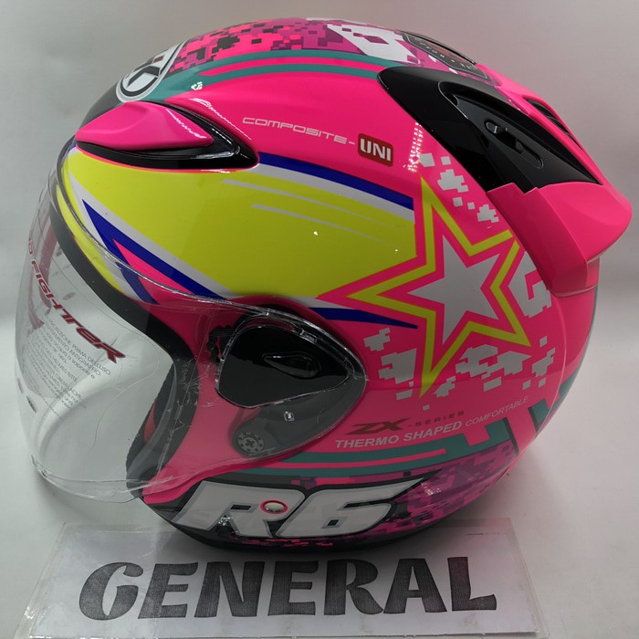 Helm NHK R6 Motif Pixel Pink Fluorecent Flo