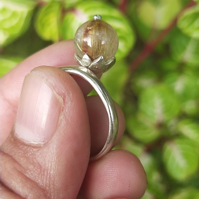 Cincin Ring Perak Silver Bali Asli 925 Simple polos Permata Batu Akik Rambut Sedana Emas Wanita