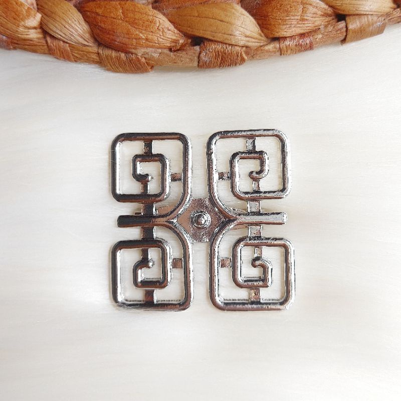 Bros B/bross signature branded /brooch button/Bros hijab buttonscarves Athar shop scarves murah-Restu polos silver