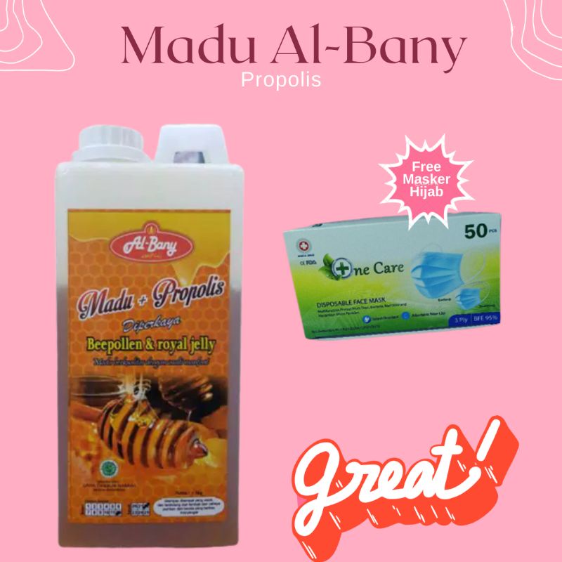 

Madu Propolis AL BANY 1 kg Gratis Masker Hijab 1 box