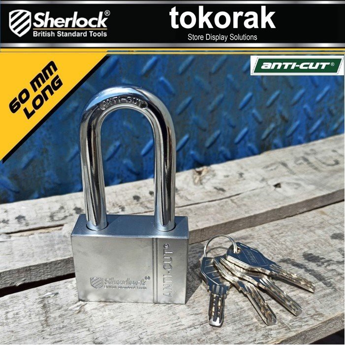 GEMBOK RUMAH ANTI CUT 60MM PANJANG SHERLOCK - GEMBOK PAGAR - COMP KEY