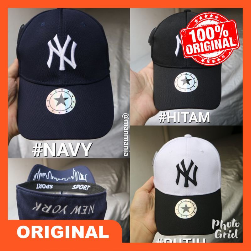 Topi Ala Korea topi cowok cewek pria baseball Newyork import - Hitam