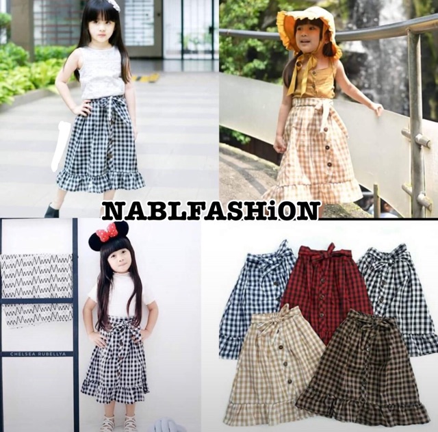 Rok ruffle skirt kids 3-8 tahun dan dewasa bisa couple ya moms