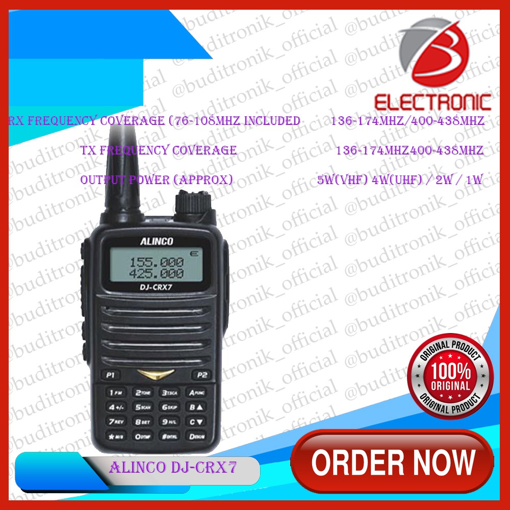 Alinco DJ-CRX7 VHF/UHF Dual Band FM HT Alinco CRX 7 Ori Garansi Resmi