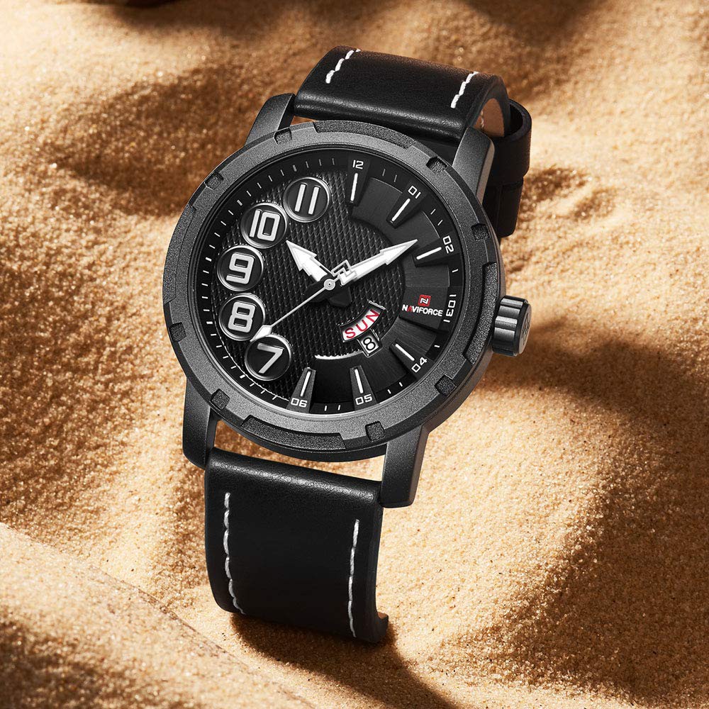 JAM TANGAN PRIA NAVIFORCE  NF9154 JAM TANGAN COWOK ORIGINAL RANTAI KULIT  L-124