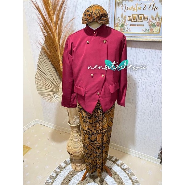 Full Set Baju Pager Bagus / Manggolo, Adat Jawa - Solo [Maroon]