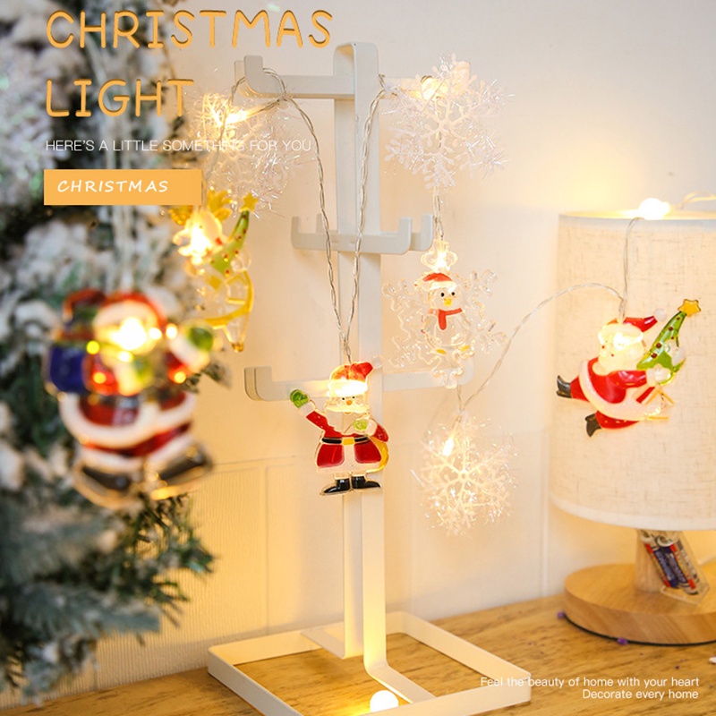 1 Pc Lampu String LED Bentuk Snowflake Santa Claus Warna-Warni Tahan Air Untuk Dekorasi Pesta Natal