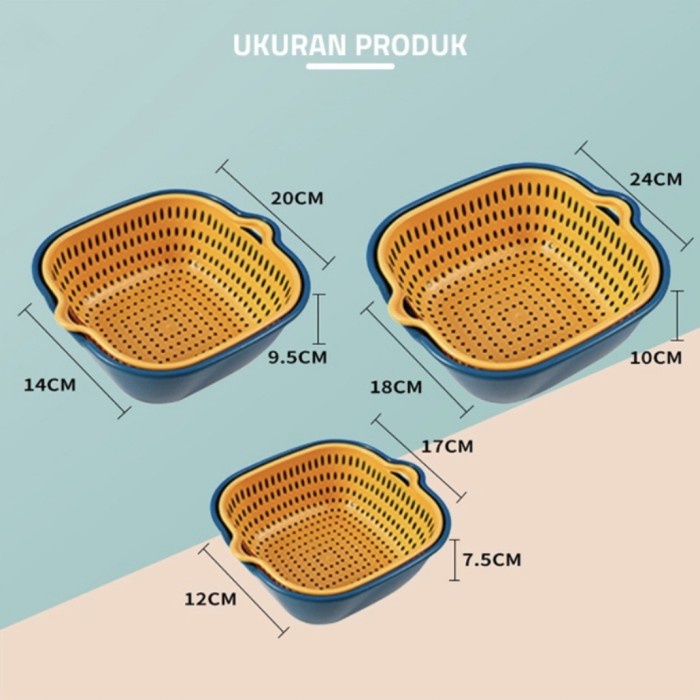 SET 6 in 1 Keranjang Baskom Pengering Peniris Sayuran Buah Wadah Cuci