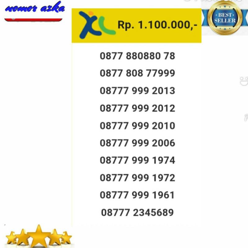 Nomor cantik xl 0877 880880 78 seri Double ABC 880880 rapi Bsm04