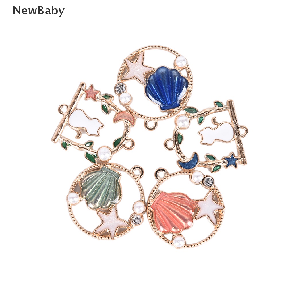 NewBaby 10Pcs/Set Enamel Pearl Starfish Shell Charms Pendant Jewelry Craft DIY Findings ID