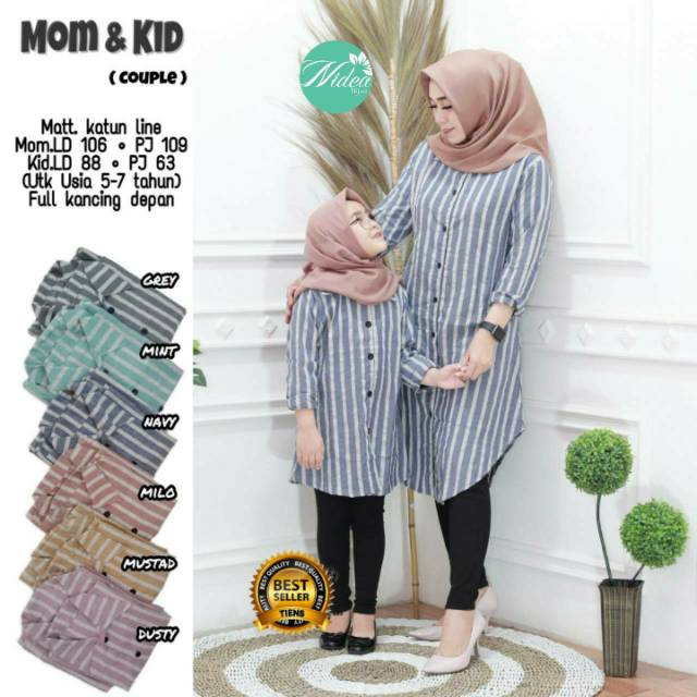 Couple tunik mom and kids bahan katun linen halus Good quality .mom and kids couple tunik