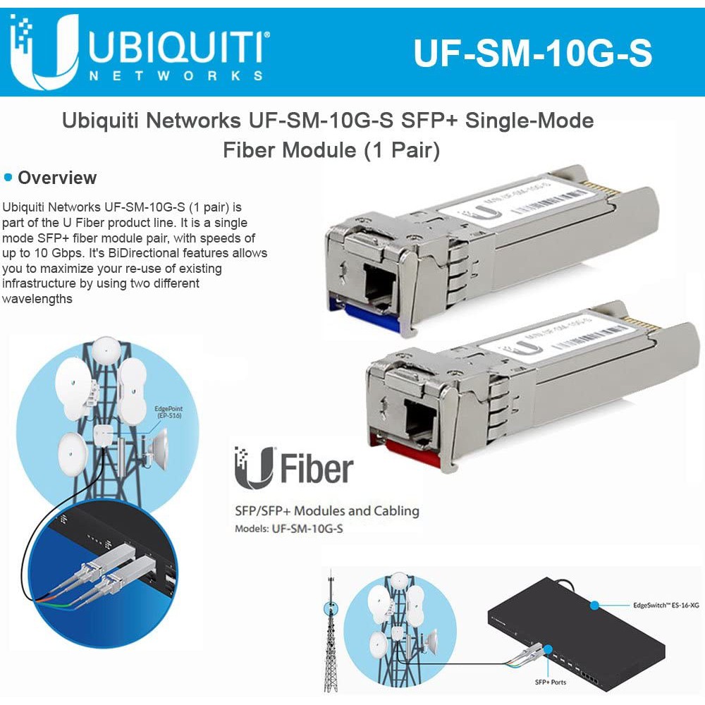 Ubiquiti SFP+ UF-SM-10G-S Unifi Fiber Single Mode 10 Gbps BiDi