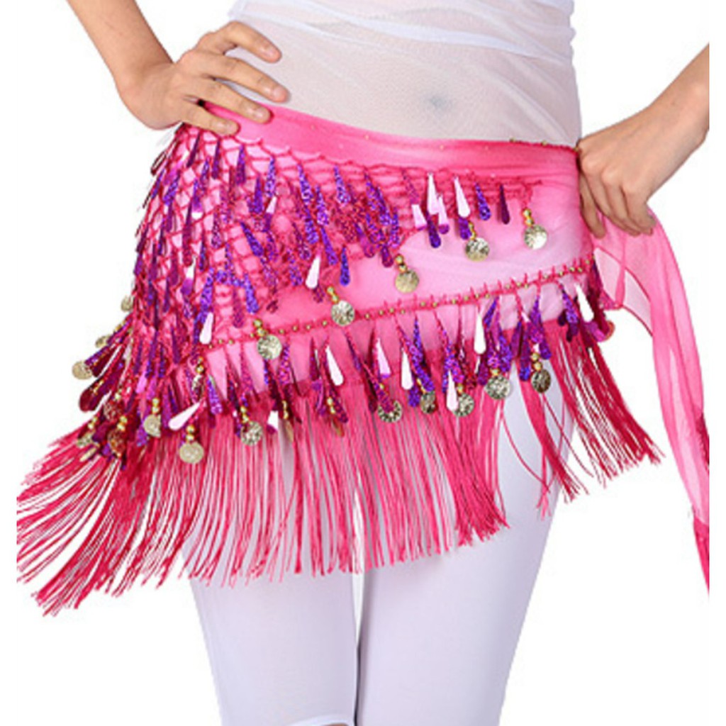 BELLY DANCE SCARF SELENDANG SEGITIGA TARI PERUT MESIR PAYET RUMBAI EGYPTIAN DANCE TASSEL SEQUIN