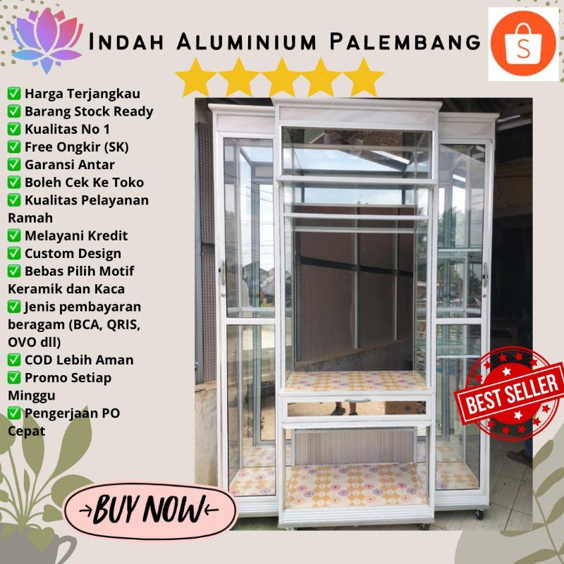 BUFFET TV JUMBO PUTIH SUSU MINIMALIS ALUMINIUM PALEMBANG