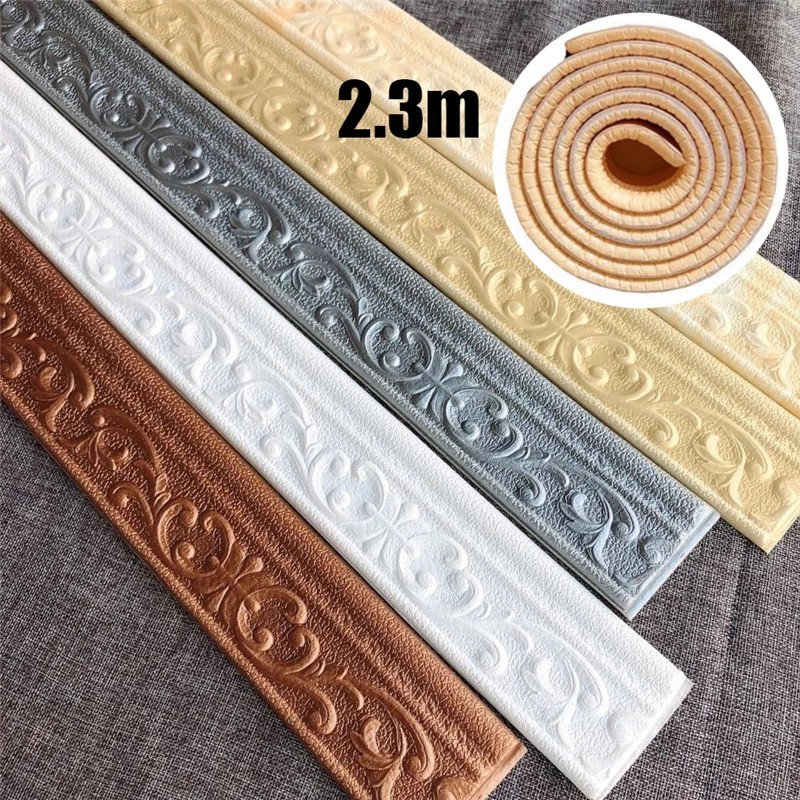 Stiker Dinding 3D Bahan Busa Anti Tabrakan Tahan Air Ukuran 2.3M Untuk Dekorasi Rumah