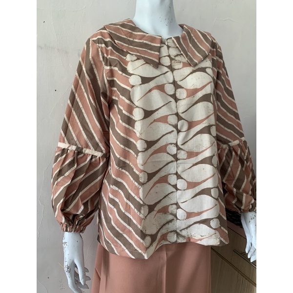 Blus karenina top blouse batik kerja wanita printing asli solo