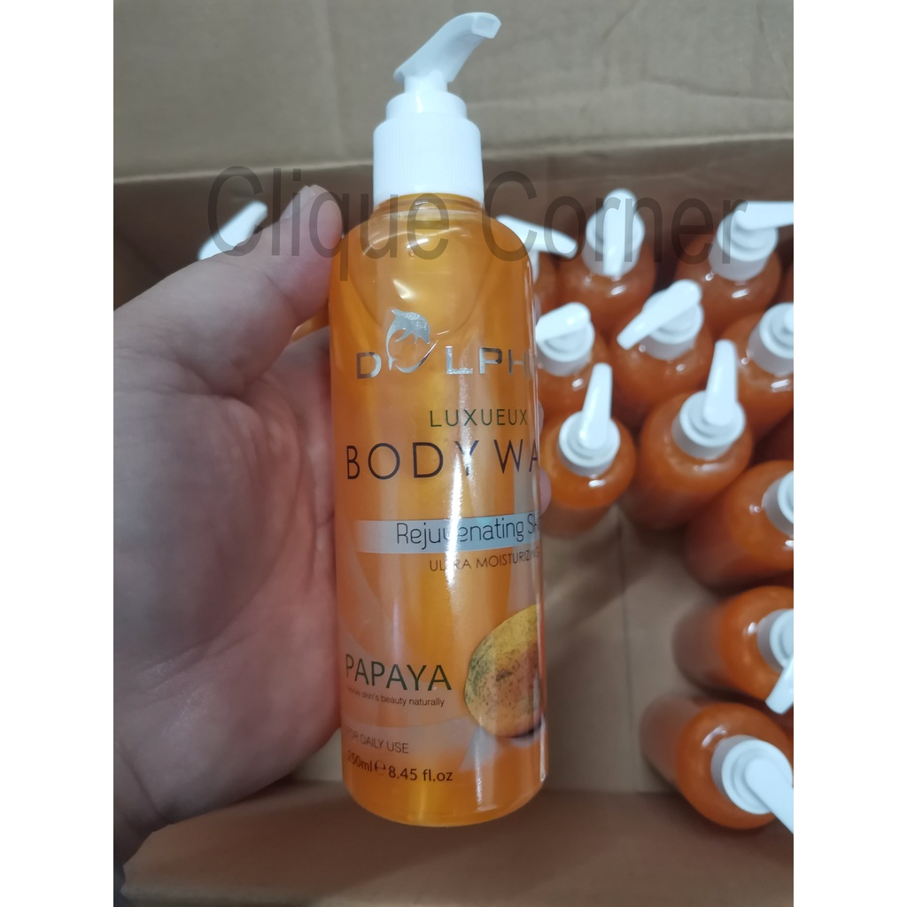 Dolphin Bodywash PAPAYA Sabun Mandi Cair Pemutih Kulit 250ml 500ml Original Bpom