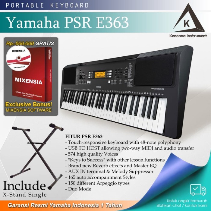 {AudioStore} Keyboard Yamaha PSR E363  Stand / PSRE363 / PSR-E363 Garansi Resmi Murah