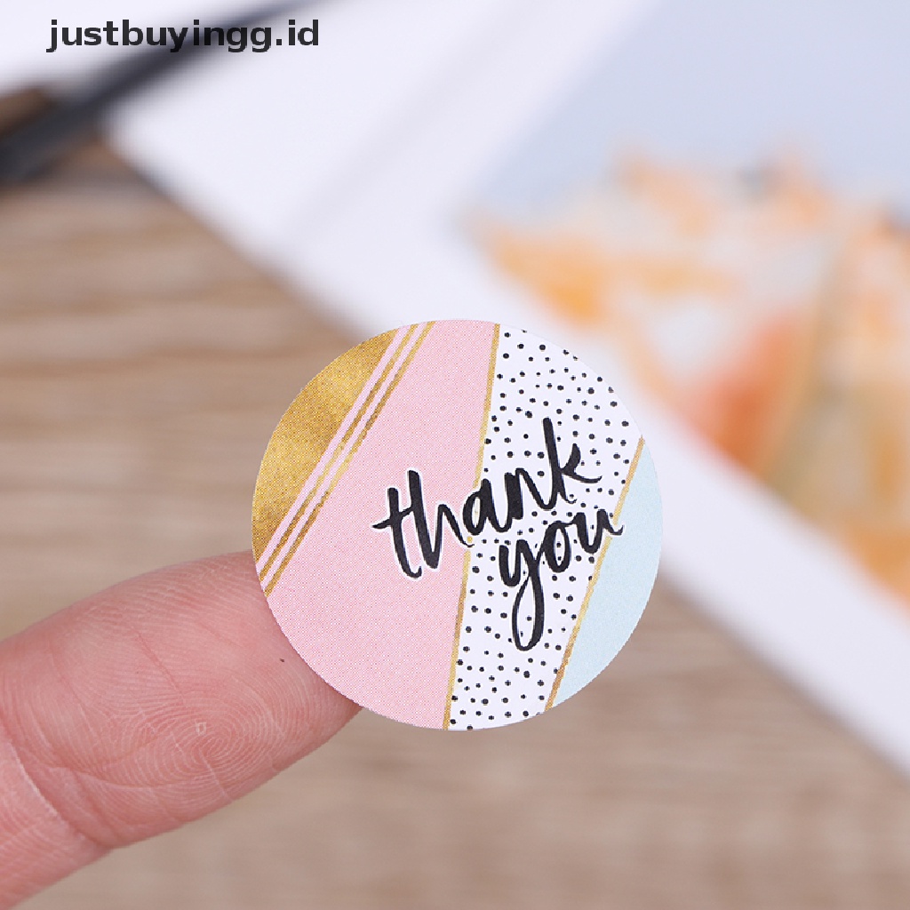 500pcs / Roll Stiker Label Segel Motif Kotak-Kotak Warna Pink Untuk Dekorasi