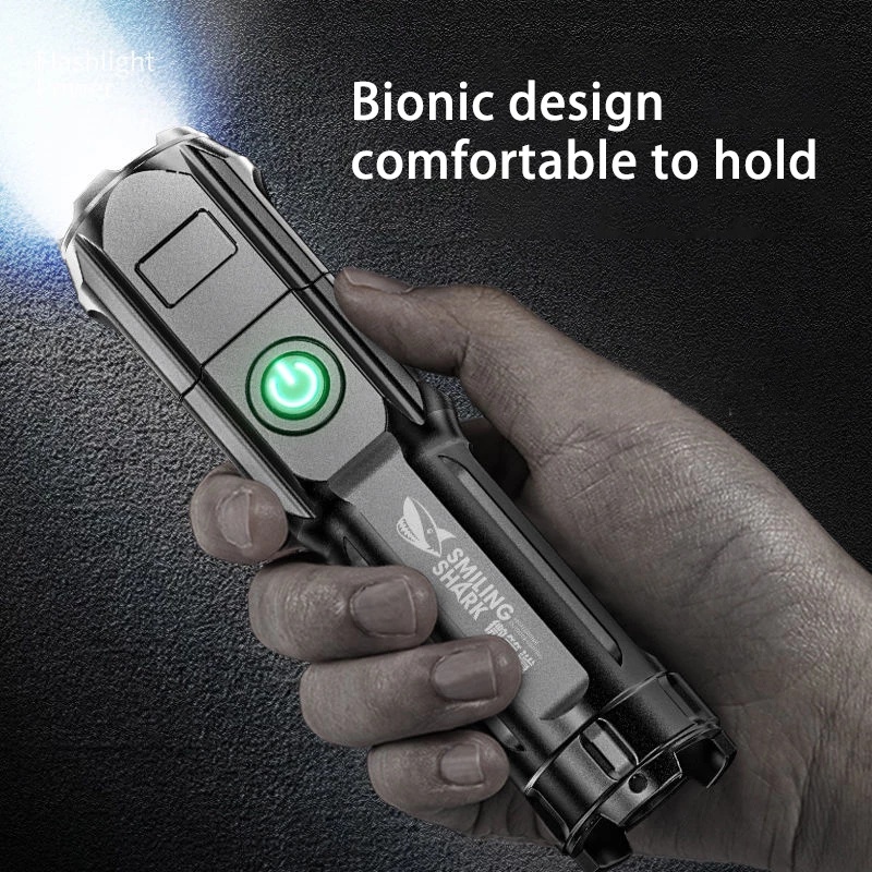 [Stock]1200Lumen Super Bright LED Flashlight Rechargeable /T6 LED Flashlight /Outdoor ABS Strong Light Zoom Rechargeable Flashlight / 3 Modes Built-in Battery tactical Torch Lighter