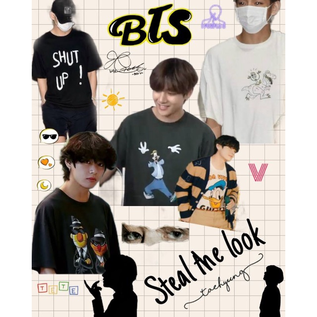 Steal the look BTS V Kim Taehyung T-shirt | Oversize Sablon