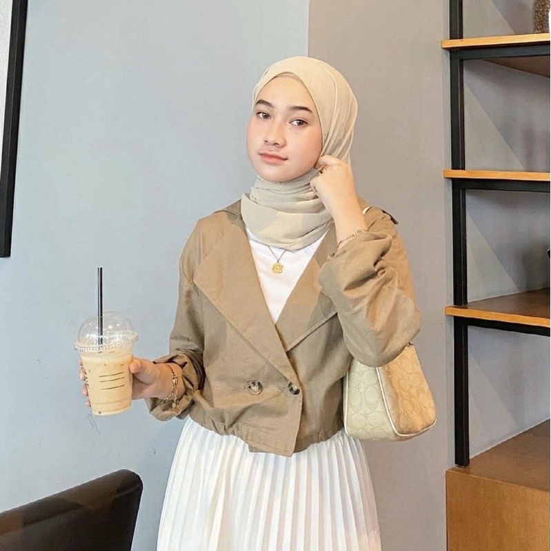 Niki Outer Linen / Baju Atasan Outer Kemeja Wanita Crop