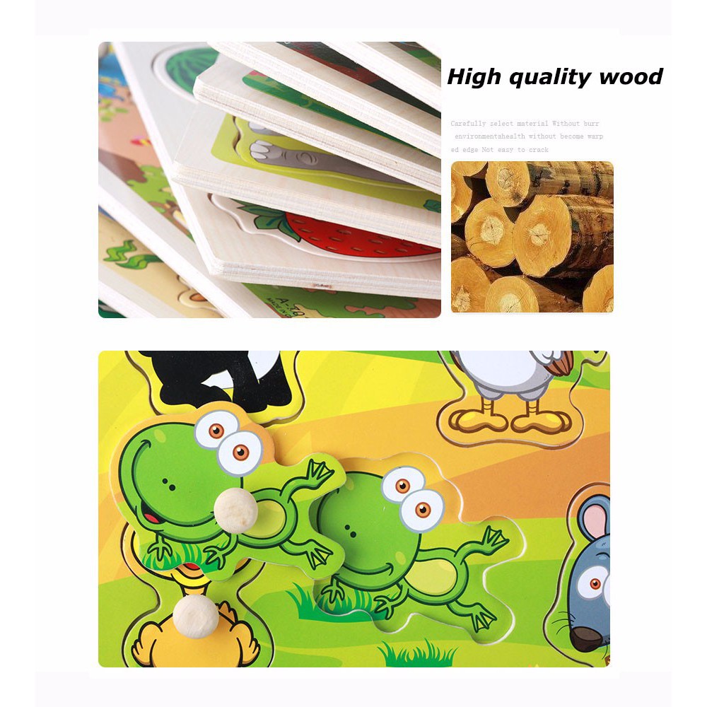 Puzzle Knop Kayu Pengasah Otak dan Motorik Anak Karakter Lucu Murah Import DD395 (1KG=6PCS) COD