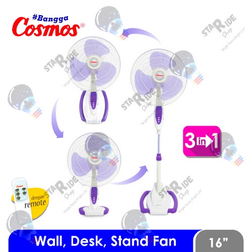 Stand Fan Kipas Angin Berdiri Cosmos 16-SO88 Remote Remot Wadesta 3In1