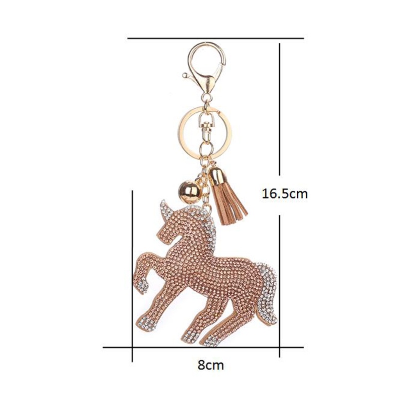 SIY  Fashion Cute Key Ring Unicorn Chain Gift Bag Pendant Decoration Alloy Rhinestone