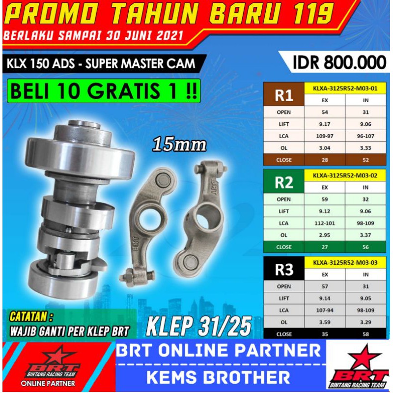 MASTERCAM KLX ADS BRT TIPE R UNTUK KLEP 3125