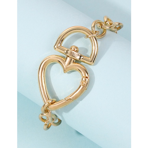 LRC Gelang Tangan Fashion Golden Alloy Chain Love Buckle Bracelet