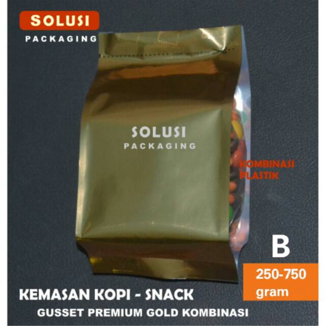 KEMASAN KOPI SNACK GUSSET TRANSMETZ PREMIUM FOIL GOLD KOMBINASI TIPE B 250-750 GRAM