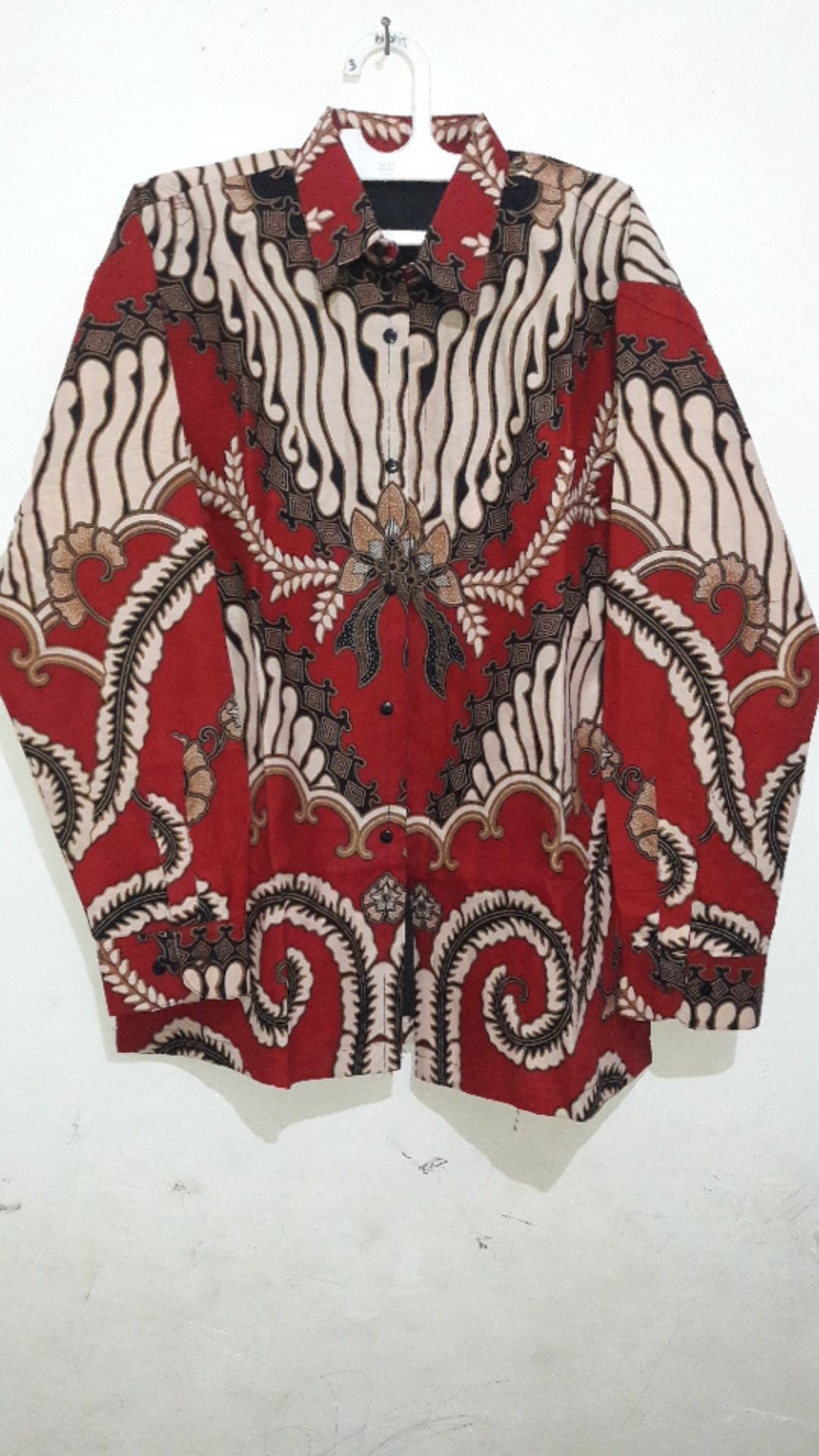 Tadakara Merah Kemeja Batik Pria Full Furing Bahan Katun Halus Baturaden