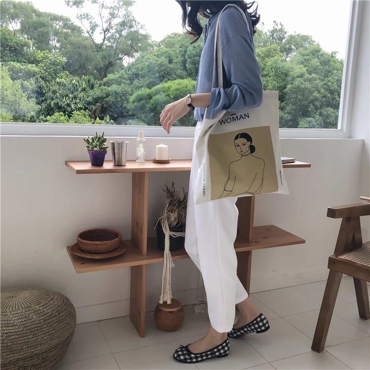 GaleryBag Totebag - Tas Tote Bag Wanita Motif Carakter Woman Tas Selempang Wanita Korean Tote Lucu