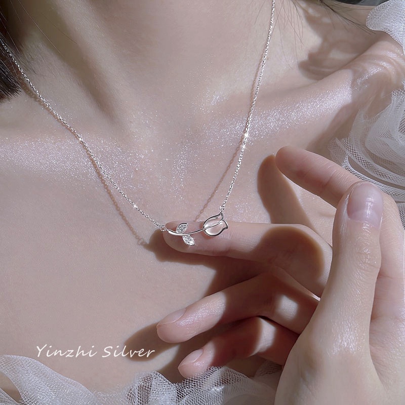 Kalung Rantai Choker Hias Liontin Sayap Malaikat Tulip Hati Kupu-Kupu Kristal Mutiara Untuk Wanita Butterfly