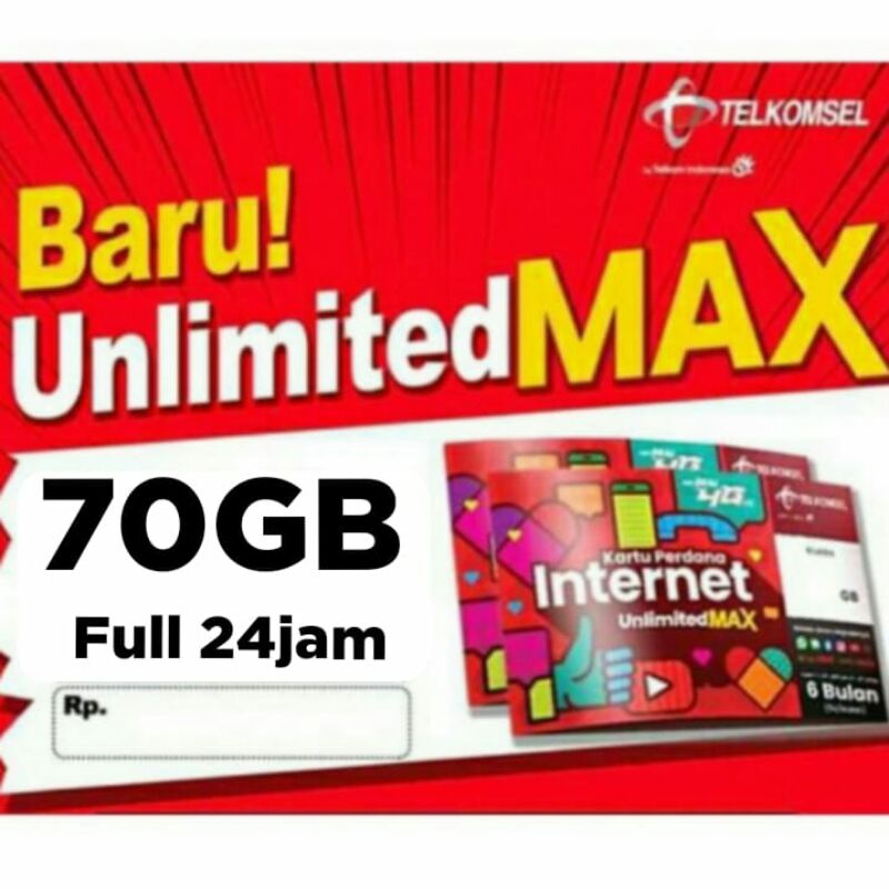 Kartu Perdana Telkomsel Unlimited Max Kuota 70GB