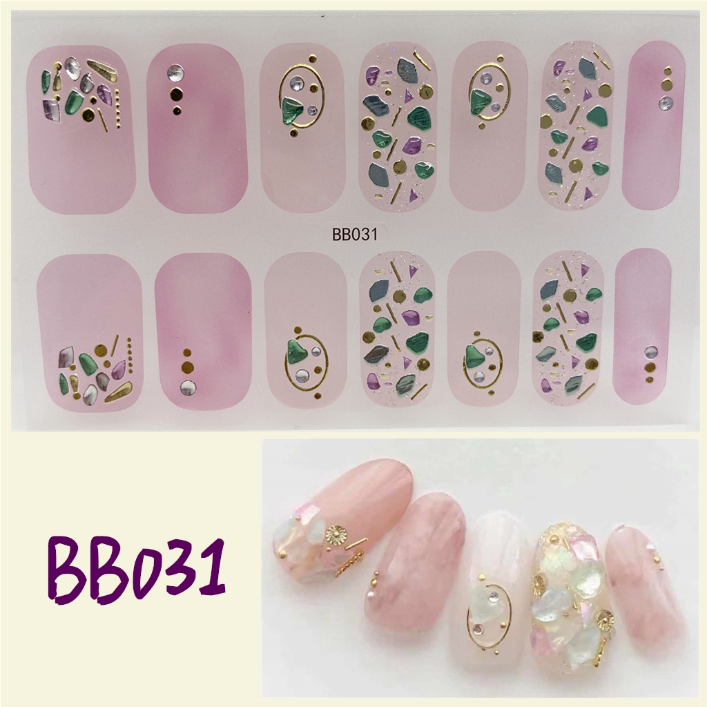 Stiker Kuku 3d Desain Berlian Mutiara Permata Warna-Warni Untuk Manicure Bb019-035