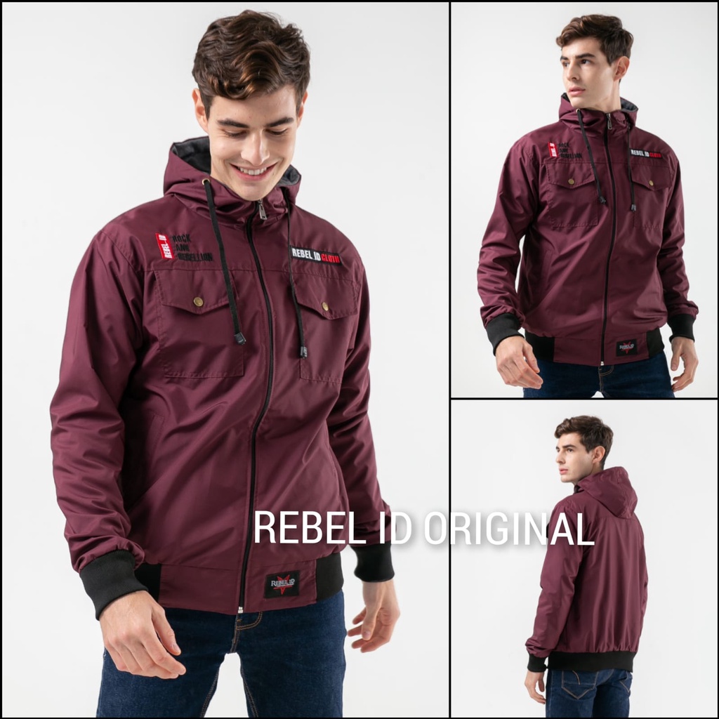 Jaket keren semi parka tahan angin waterproof original rebel id