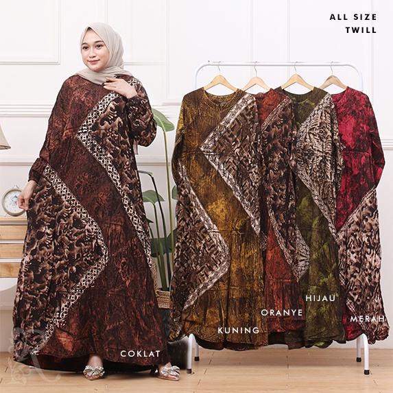 Baju Batik Gamis Cap Modern Premium - Batik Gamis All Size/Gamis Batik Cap - Gamis Batik Terbaru - Gamis Motif Kotak Zig Zag