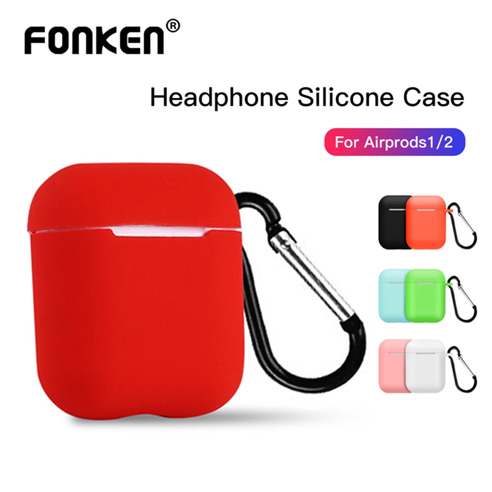 

FONKEN Multi-color Wireless Bluetooth Headset Airpods Cover Silicone Soft Case Protective For Airpods+ Hook