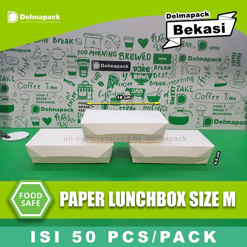 Jual PAPER LUNCH BOX SIZE M - 16 x 9 x 5 CM - FOOD GRADE - 50 PCS ...
