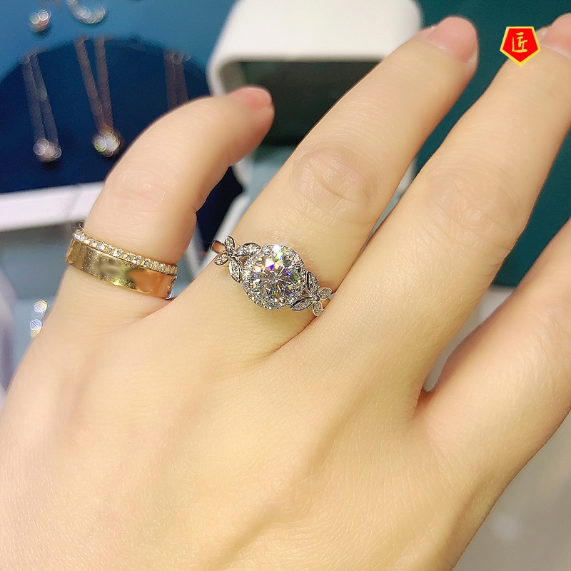 [Ready Stock]Special-Interest Design Moissanite Pt950 Fairy Butterfly Women's Ring