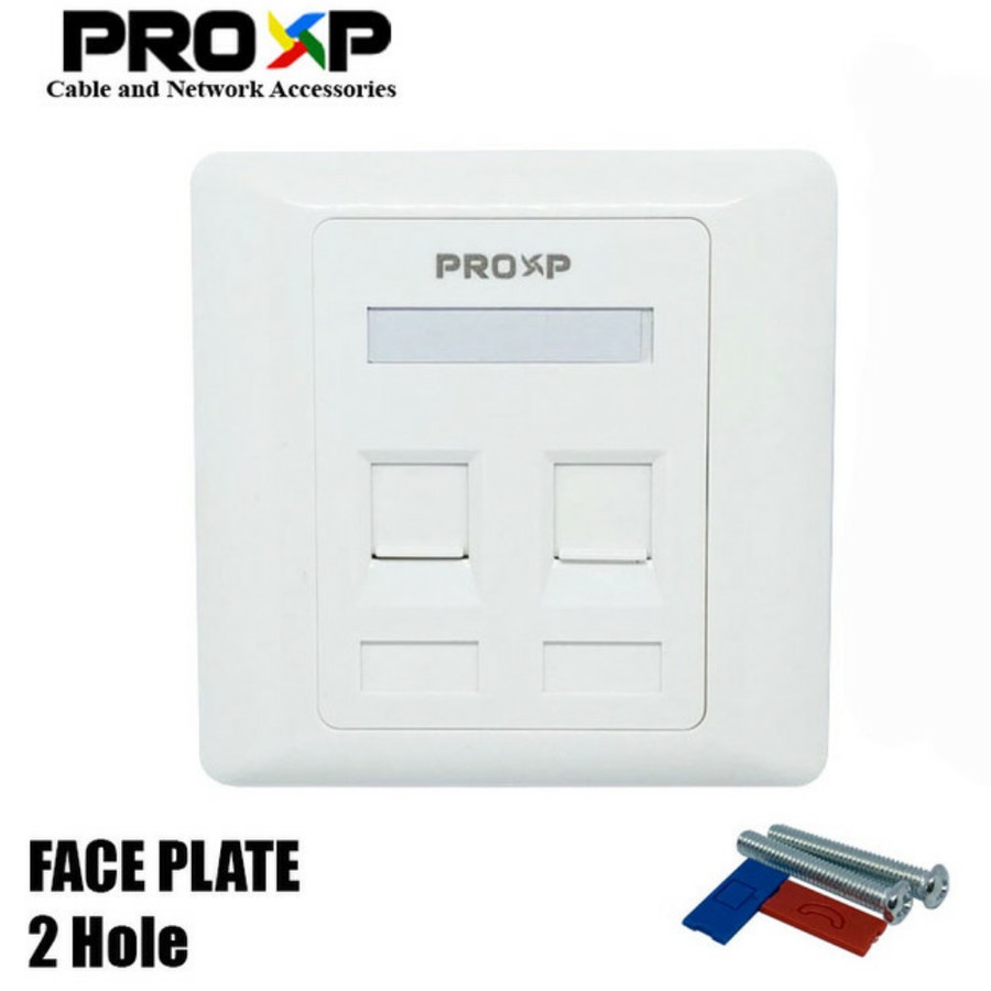 Faceplate RJ45 Merk Proxp Original 1 Hole atau 2 Hole Cocok untuk RJ45 dan RJ11