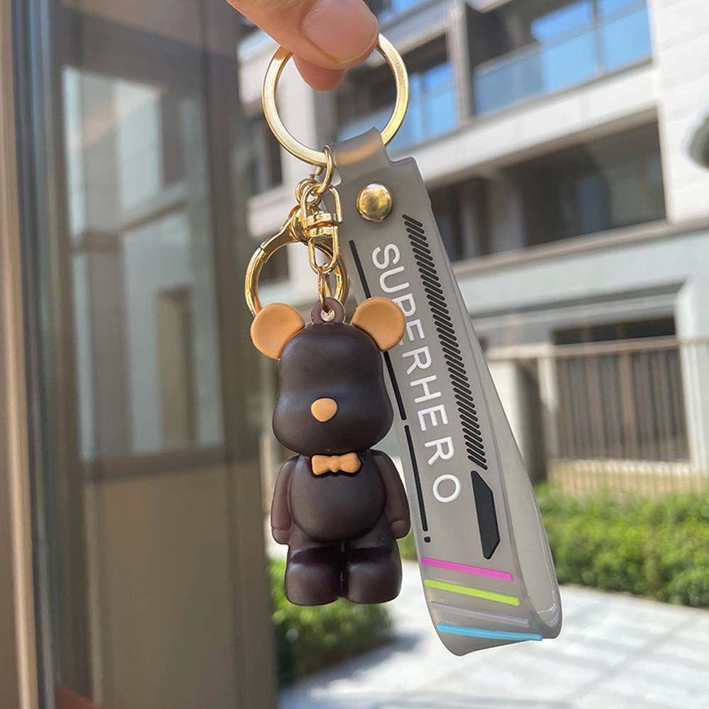 Gantungan Kunci Beruang Agustina Teman Lucu Hadiah Aksesoris Liontin Mobil Charm PVC Key Chain