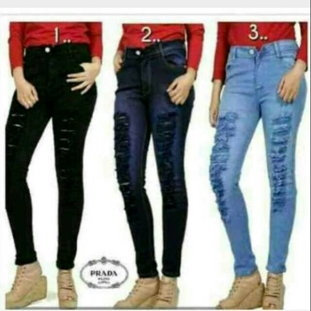 CELANA JEANS PANJANG SOBEK WANITA KEKINIAN / CELANA JEANS PANJANG SOBEK WANITA