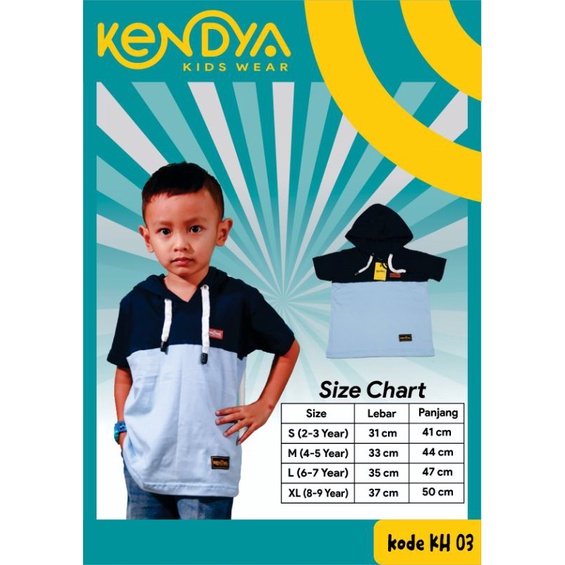 Kaos Anak Hoody variasi warna biru muda dongker