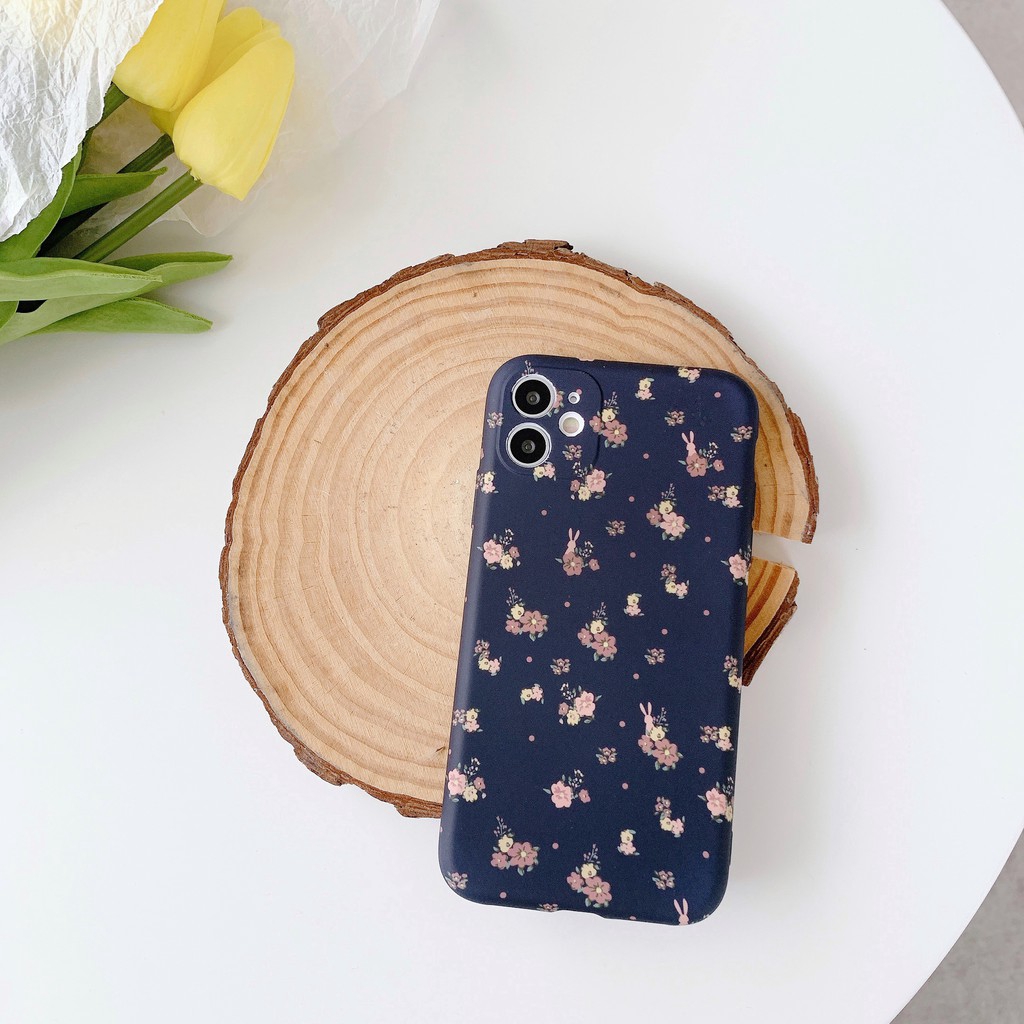 Camera Protection dark blue Flower Pattern Shockproof Phone Case For iPhone SE 2 2020 iPhone 11 Pro Max XR XS Max 7 8 Plus X Soft TPU Ba