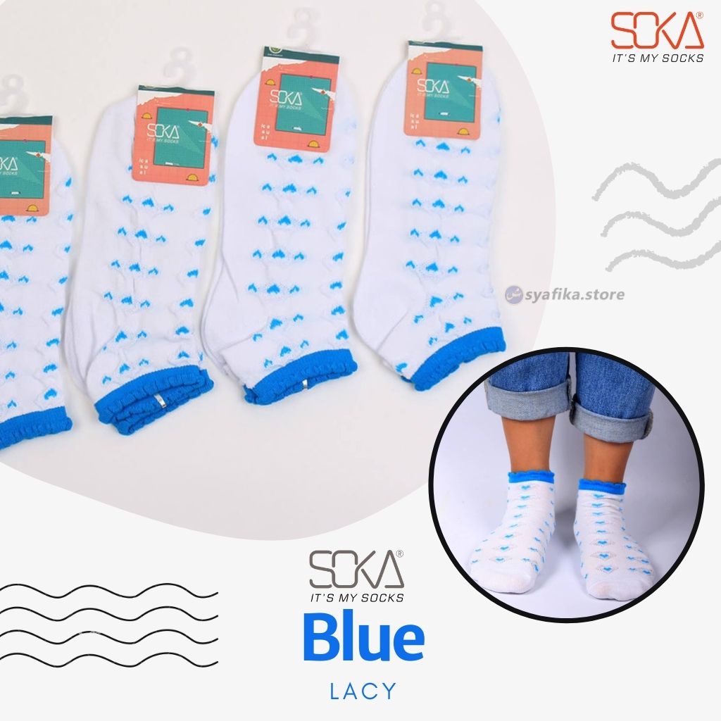 Kaos Kaki Pendek Anak dan Dewasa Semata Kaki - Soka Blue Lacy